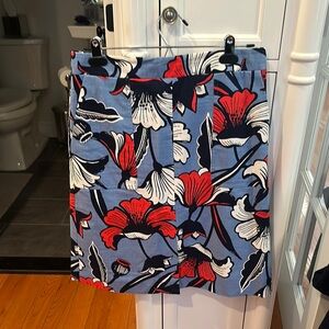 J Crew Blue and Red Women's Pencil Skirt